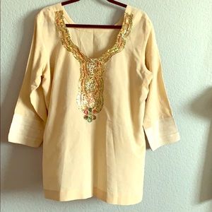 Tunic Top from India. Size 1X in Beige.